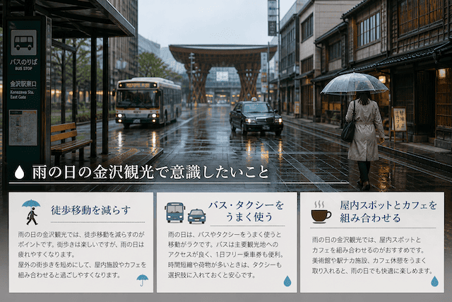 雨の日の金沢観光で意識したいこと
